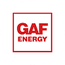GAF Energy logo in red text on white background with red border frame