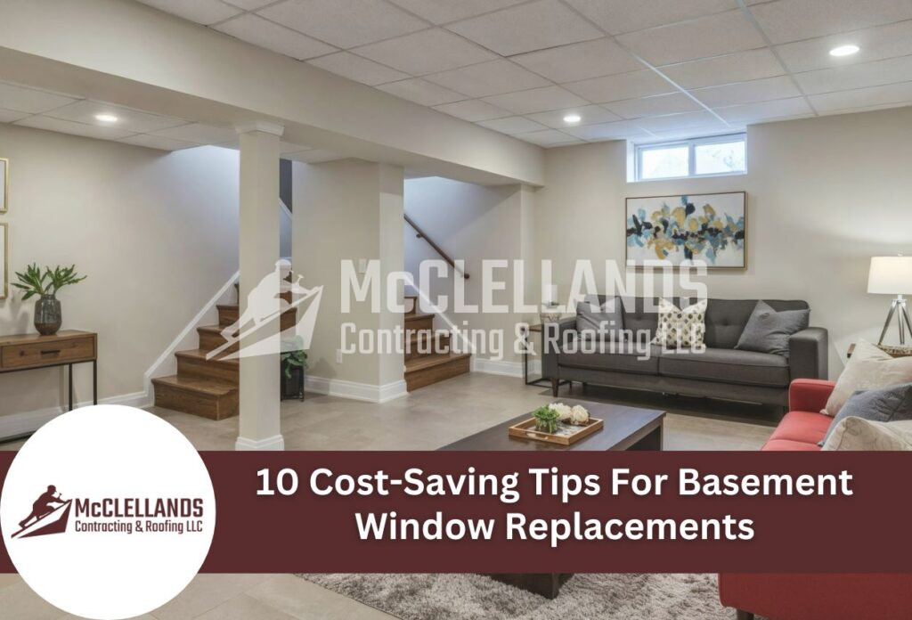 Modern Finished Basement With Seating Area And Natural Light Windows