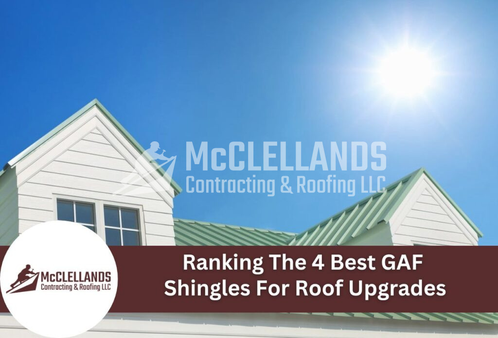 House with green metal roof and GAF shingles ranking guide by McClellands Roofing