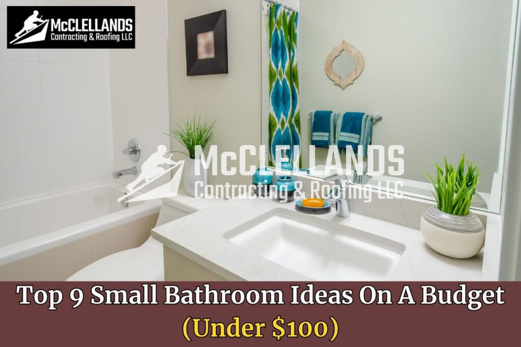 Modern Small Bathroom With White Fixtures, Colorful Decor, And Budget-Friendly Design