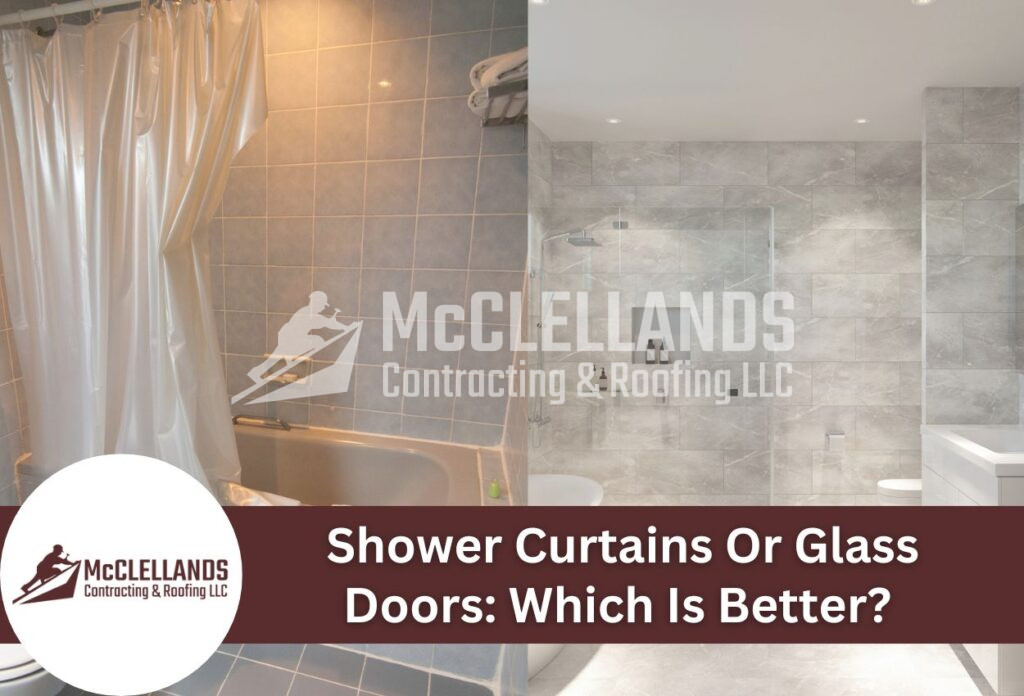 Modern Bathroom With Shower Curtain And Glass Door Options Comparison