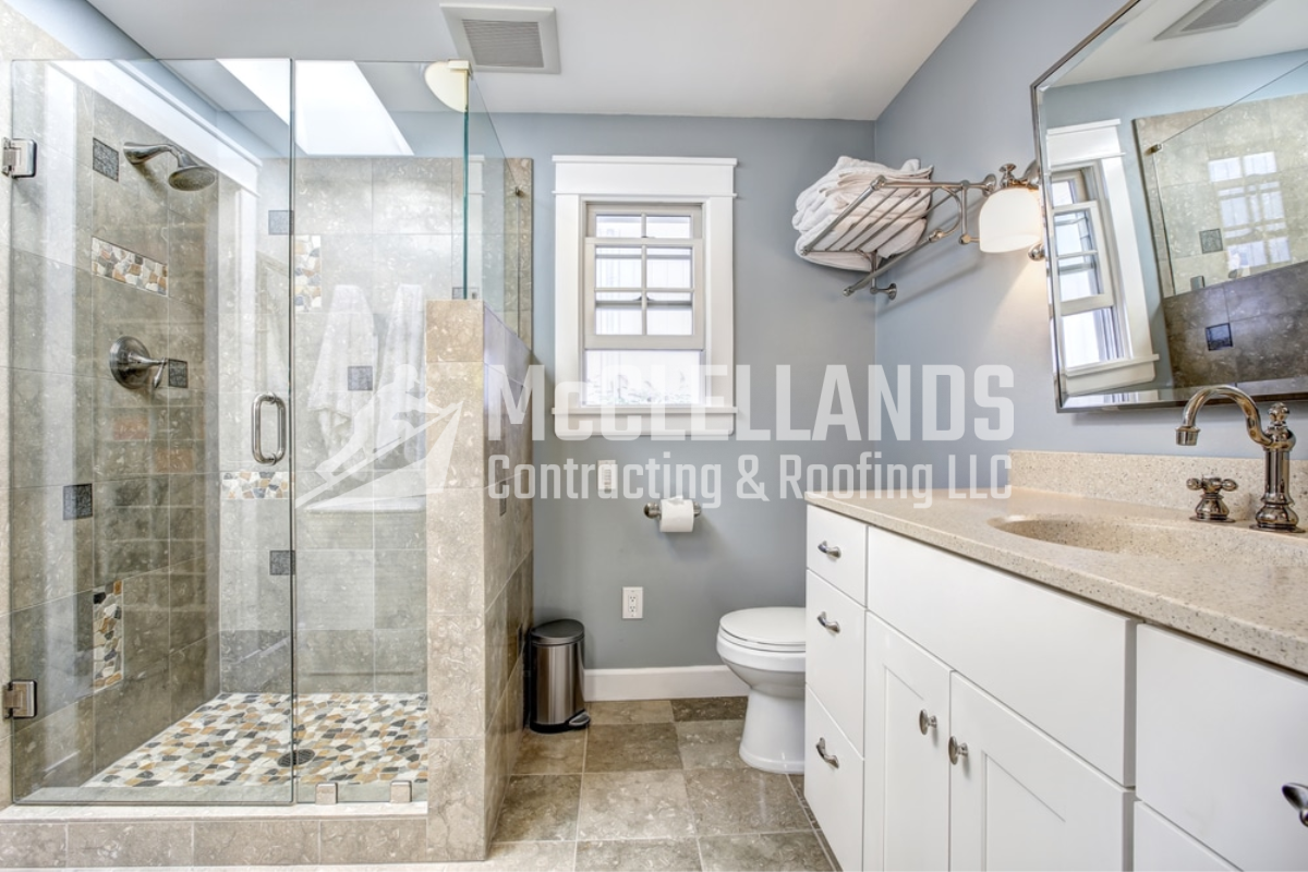 Beige Tile Shower Space
