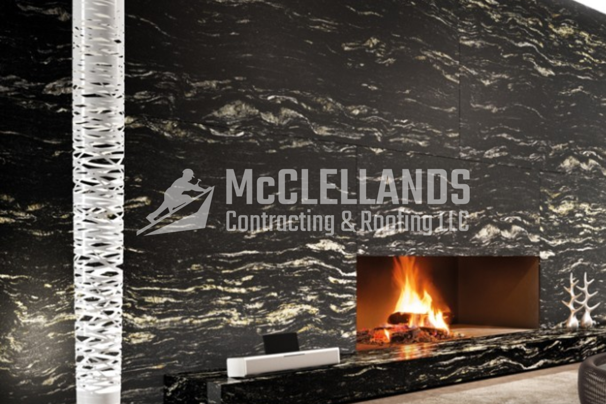 Black Marble/Granite Fireplace Background