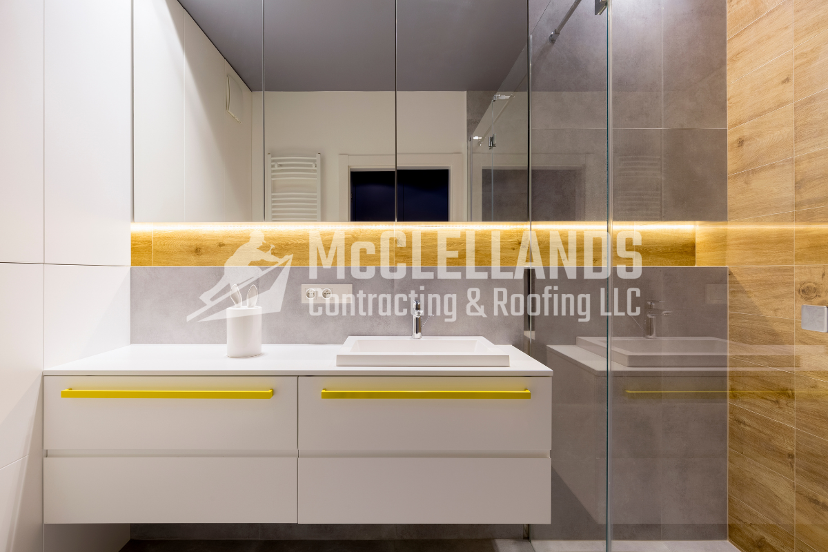 Wood Accented Shower Space
