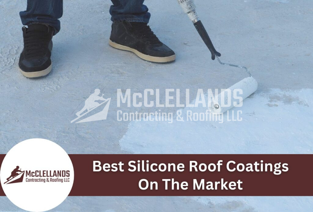 Professional Applying Silicone Roof Coating With Roller On Flat Roof Surface