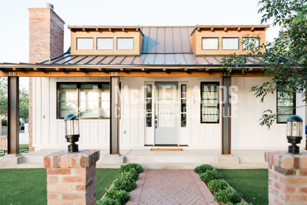 white siding with darker roof colors