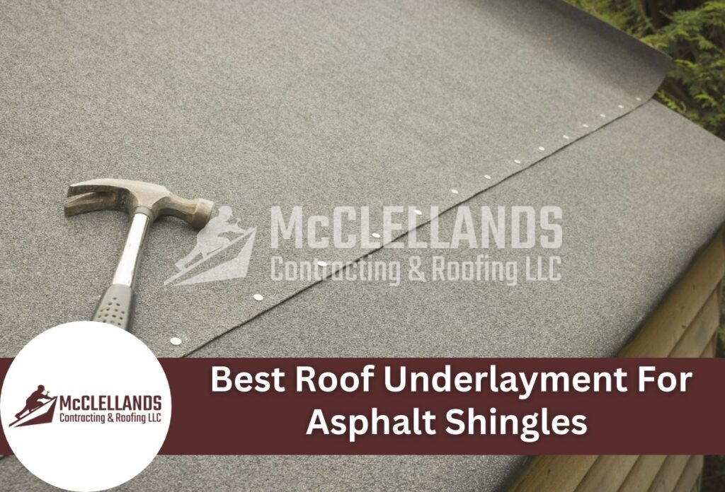 Roof underlayment installation with hammer for asphalt shingles roofing project