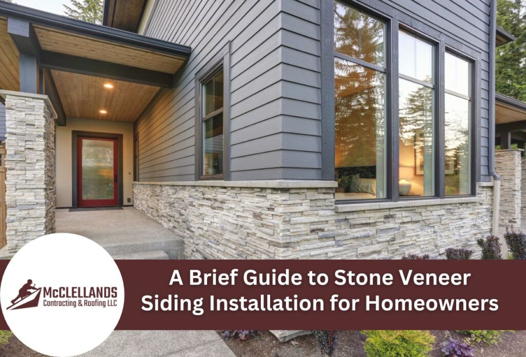 Modern Home Exterior With Stone Veneer Siding And Large Windows For Installation Guide