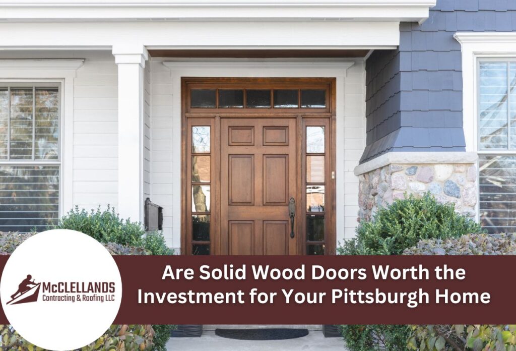 Elegant Wooden Front Door With Glass Panels On Modern Home Exterior Entrance