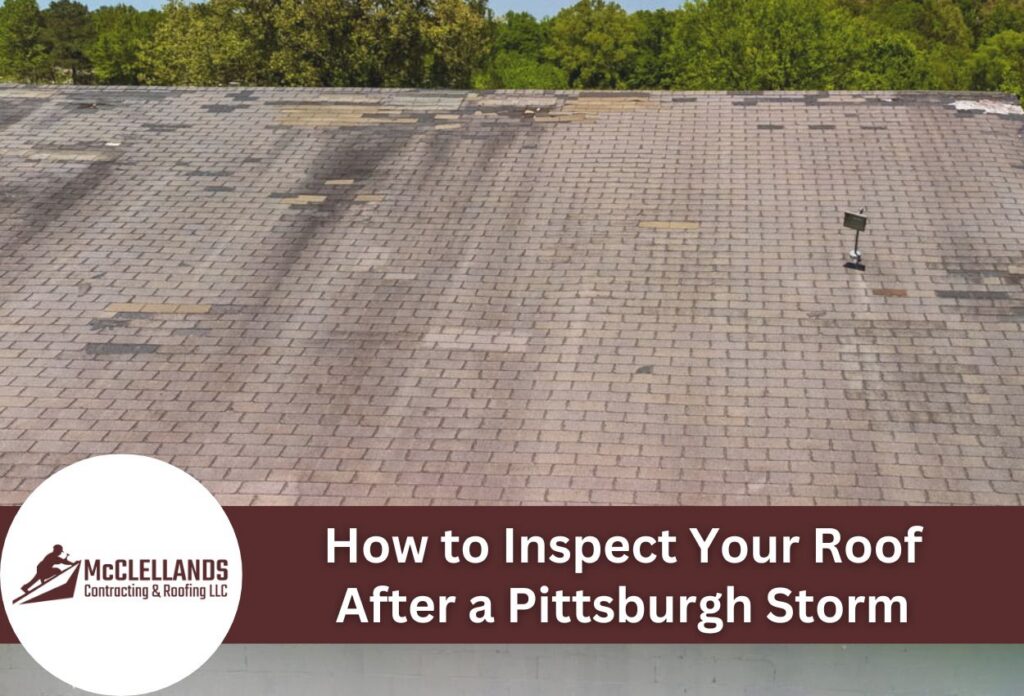 Roof inspection advice after a storm with visible shingle damage.
