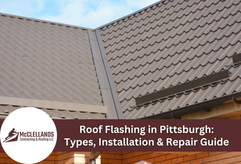 Metal roofing with roof flashing on modern house in Pittsburgh.
