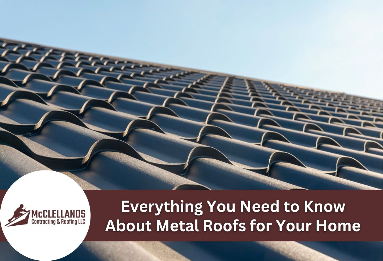 Close-up view of a metal roof under a clear blue sky